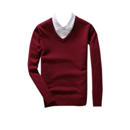 SKSW010 Order solid color fake two-piece sweater Men's shirt collar pullover lead sweater Knit heart thin V-neck shirt sweater manufacturer Spot Price SKSW010 Order solid color fake two-piece sweater Men's shirt collar pullover lead sweater Knit heart thin V-neck shirt sweater manufacturer Spot Price